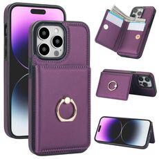 Custodia per telefono con porta carte antifurto RFID per iPhone 13 Pro Max (viola scuro)
