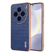 Per vivo X100 5G AZNS Custodia per telefono a copertura totale con cornice elettrolitica in coccodrillo (blu)