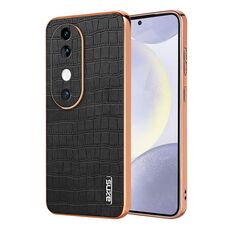 Per vivo S19 AZNS Custodia per telefono a copertura totale con cornice elettrolitica in coccodrillo (Nero)