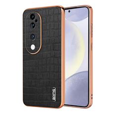 Per vivo S19 Pro AZNS Custodia per telefono a copertura totale con cornice elettrolitica in coccodrillo (Nero)