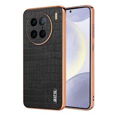 Per vivo X90 Pro AZNS Custodia per telefono a copertura totale con cornice elettrolitica in coccodrillo (Nero)