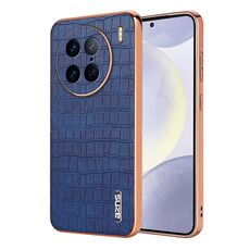 Per vivo X90 Pro AZNS Custodia per telefono a copertura totale con cornice elettrolitica in coccodrillo (blu)