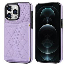 Per iPhone 12 Pro Max Custodia per telefono con trama rombica e cordino lungo (viola)