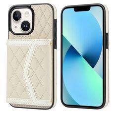 Per iPhone 13/14 Custodia per telefono con trama rombica e cordino lungo (beige)