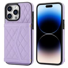 Per iPhone 14 Pro Max Custodia per telefono con trama rombica e cordino lungo (viola)