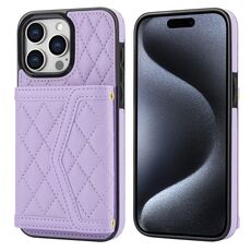 Per iPhone 15 Pro Max Custodia per telefono con trama rombica e cordino lungo (viola)
