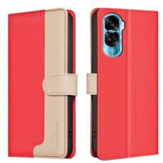Custodia per telefono in pelle antifurto RFID abbinata ai colori per Honor 90 Lite / X50i (rossa)