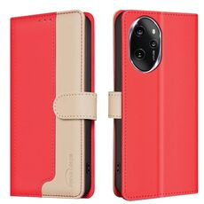 Custodia per telefono in pelle antifurto RFID abbinata a colori per Honor 100 Pro (rossa)