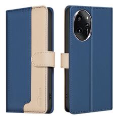 Per Honor 100 Pro Custodia per telefono in pelle antifurto RFID abbinata ai colori (blu)