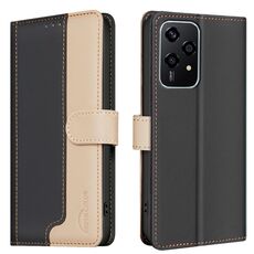 Custodia per telefono in pelle antifurto RFID con coordinato colore globale per Honor 200 Lite (nera)