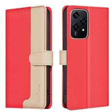 Custodia per telefono in pelle antifurto RFID con coordinato colore globale per Honor 200 Lite (rossa)