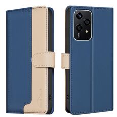Custodia per telefono in pelle antifurto RFID con coordinato colore globale per Honor 200 Lite (blu)