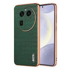 Per OPPO Find X6 AZNS Custodia per telefono a copertura totale con cornice elettrolitica in coccodrillo (verde)