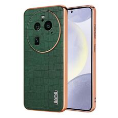 Per OPPO Find X6 Pro AZNS Custodia per telefono a copertura totale con cornice elettrolitica in coccodrillo (verde)