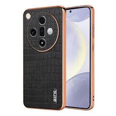Per OPPO Find X7 AZNS Custodia per telefono a copertura totale con cornice elettrolitica in coccodrillo (Nero)