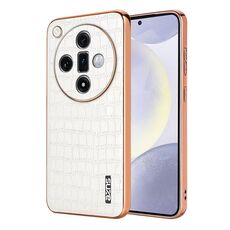 Per OPPO Find X7 AZNS Custodia per telefono a copertura totale con cornice elettrolitica in coccodrillo (Bianco)