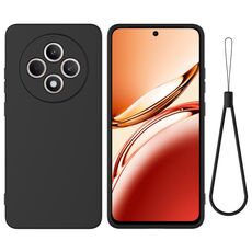 Custodia antiurto in silicone liquido color puro per OPPO Reno12 F 5G / 4G / F27 (nero)