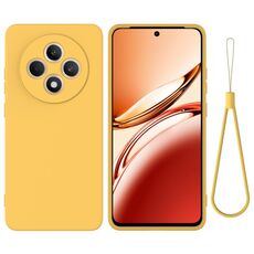Custodia antiurto in silicone liquido color puro per OPPO Reno12 F 5G / 4G / F27 (giallo)