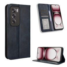 Custodia in pelle con texture retrò e fibbia magnetica globale per OPPO Reno12 5G (blu)