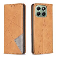Custodia magnetica in pelle con texture a rombo per Honor X6b (giallo)