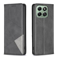Custodia magnetica in pelle con texture a rombo per Honor X6b (nera)
