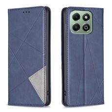 Custodia magnetica in pelle con texture a rombo per Honor X6b (blu)