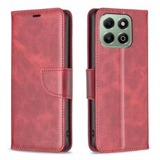 Custodia per telefono in pelle flip color puro con texture in pelle di agnello per Honor X6b (rosso)