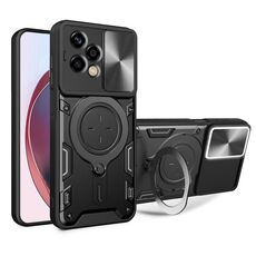 Per Honor 200 Lite Global CD Texture Custodia per telefono con supporto magnetico scorrevole Camshield (nero)