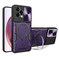 Per Honor 200 Lite Global CD Texture Custodia per telefono con supporto magnetico scorrevole Camshield (viola)