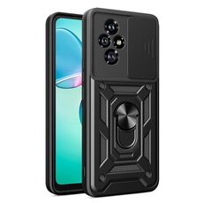 Custodia per telefono in TPU+PC con design scorrevole per fotocamera per Honor 200 (nera)