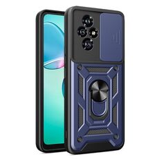 Custodia per telefono in TPU+PC con design scorrevole per fotocamera per Honor 200 (blu)