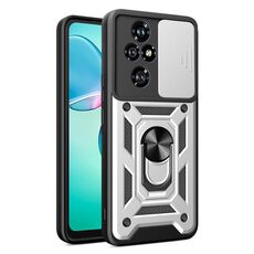 Custodia per telefono in TPU+PC con design scorrevole per fotocamera per Honor 200 Pro (argento)