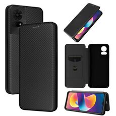 Per TCL 50 LE 5G Custodia per cellulare in pelle con texture in fibra di carbonio (nera)