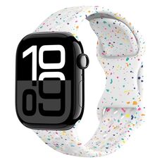 Per Apple Watch Series 10 46mm Hole Style Butterfly Buckle Camouflage Silicone Watch Band (Bianco)
