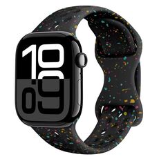 Per Apple Watch Series 10 46mm Hole Style Butterfly Buckle Camouflage Silicone Watch Band (Nero)