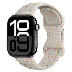 Per Apple Watch Series 10 46mm Hole Style Butterfly Buckle Camouflage Silicone Watch Band (Colore Starlight)