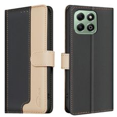 Custodia per telefono in pelle antifurto RFID abbinata ai colori per Honor X6b (nera)