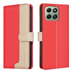 Custodia per telefono in pelle antifurto RFID abbinata ai colori per Honor X6b (rosso)