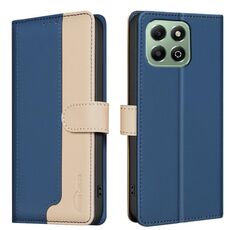 Custodia per telefono in pelle antifurto RFID abbinata ai colori per Honor X6b (blu)