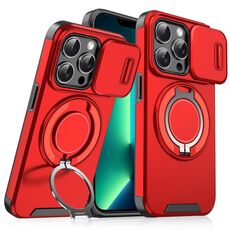 Custodia per telefono con supporto ad anello scorrevole Camshield per iPhone 13 Pro Max (rosso)