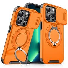 Custodia per telefono con supporto ad anello scorrevole Camshield per iPhone 13 Pro Max (arancione)