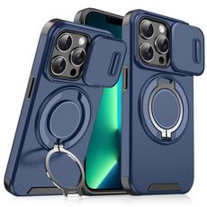 Custodia per telefono con supporto ad anello scorrevole Camshield per iPhone 13 Pro Max (blu)