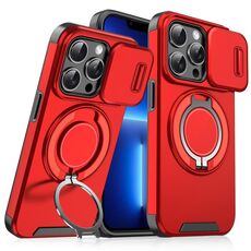 Custodia per telefono con supporto ad anello scorrevole Camshield per iPhone 13 Pro (rosso)