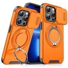 Custodia per telefono con supporto ad anello scorrevole Camshield per iPhone 13 Pro (arancione)
