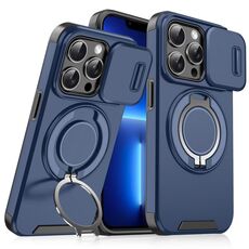Custodia per telefono con supporto ad anello scorrevole Camshield per iPhone 13 Pro (blu)