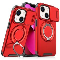 Custodia per telefono con supporto ad anello scorrevole Camshield per iPhone 13 (rossa)