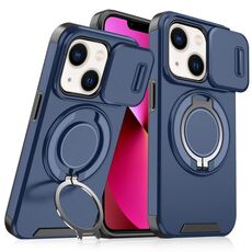 Custodia per telefono con supporto ad anello scorrevole Camshield per iPhone 13 (blu)