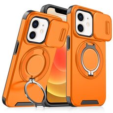 Custodia per telefono con supporto ad anello scorrevole Camshield per iPhone 12 (arancione)