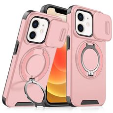 Custodia per telefono con supporto ad anello scorrevole Camshield per iPhone 12 (rosa)
