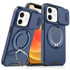 Custodia per telefono con supporto ad anello scorrevole Camshield per iPhone 12 (blu)